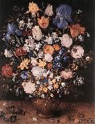 BRUEGHEL, Jan the Elder Bouquet in a Clay Vase f oil on canvas